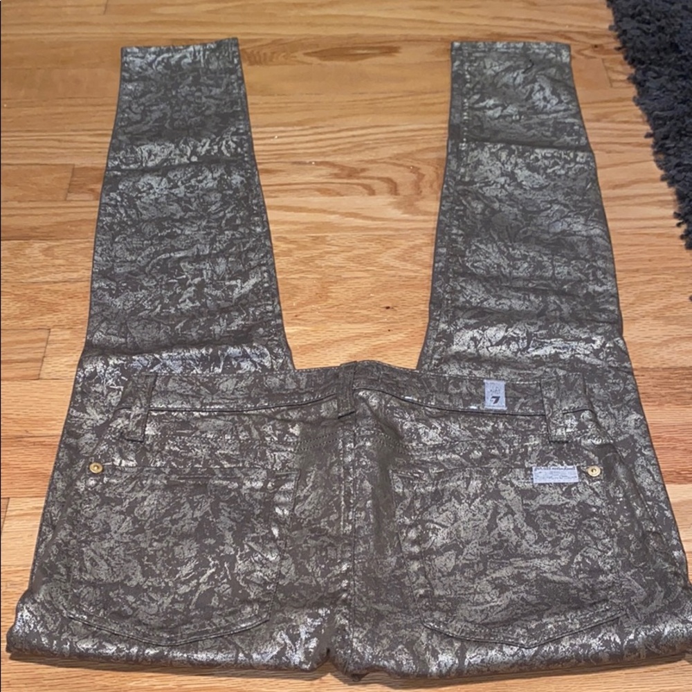 7 for all Mandkind Gold Patterned Pants